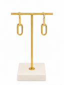 14K YELLOW GOLD POLISHED OVAL DOOR KNOCKER DROP EARRING