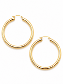 14K YELLOW GOLD 5X50MM TUBE HOOP EARRINGS