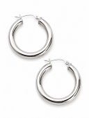 14K WHITE GOLD 4X25MM TUBE HOOP EARRINGS