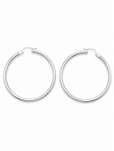 14K WHITE GOLD 3X50MM TUBE HOOP EARRINGS
