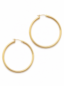 14K YELLOW 2X40MM TUBE HOOP EARRINGS