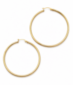 14K YELLOW GOLD 2X50MM TUBE HOOP EARRINGS