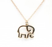 14K Yellow Gold Cutout Elephant Pendant Necklace