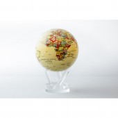 SPINNING YELLOW POLITICAL MAP GLOBE 4.5 INCHES WITH ACRYLIC BASE