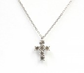 18K WHITE GOLD DIAMOND CROSS PENDANT .21CTW