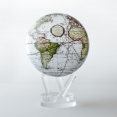 ANTIQUE TERRESTRIAL WHITE MOVA 4. 5 inch GLOBE WITH ACRYLIC BASE
