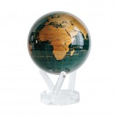 GOLD TERRESTRIAL & DARK GREEN OCEAN 6 inch GLOBE WITH ACRYLIC BASE