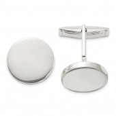 STERLING SILVER POLISHED ROUND CUFF LINKS
