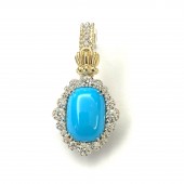 VAHAN STERLING SILVER & 14K GOLD DIAMOND & LONDON BLUE TOPAZ PENDANT