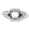 14K White Gold Diamond Semi-Mount Engagement Ring with Sapphire Trillions