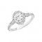 14K White Gold .51Ctw Diamond Semi-Mount Engagement Ring With Cz Center (30Round, 2 Baguettes)