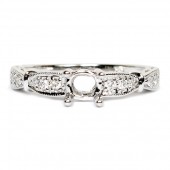 14K White Gold Vintage Style Diamond Semi-Mount Engagement Ring