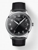 TISSOT GENTS EXTRA LARGE CLASSIC WATCH WITH BLACK ARABIC DIAL WITH LEATHER STRAP