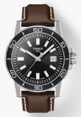 TISSOT GENTS SUPERSPORT BLACK DIAL WATCH WITH BROWN STRAP