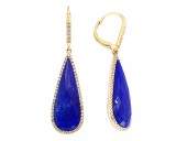 EFFY 14K Yellow Gold Lapis Lazuli and Diamond Dangle Earrings