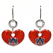 Auburn University Orange Enamel and Sterling Silver Heart Earrings