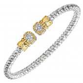 Vahan Sterling Silver And 14K Yellow Gold Diamond Bangle Bracelet (3Mm)