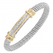 6Mm Wide Vahan Sterling Silver And 14K Yellow Gold Diamond Bar Bracelet