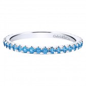 14K White Gold Swiss Blue Topaz Stackable Band
