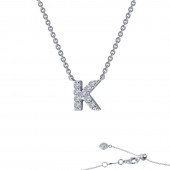 Sterling Silver Created .38Ctw Blocknitial "K" 20"