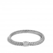 John Hardy Classic Chain Silver Bracelet with Pave Clasp
