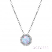 Sterling Silver Cz Simulated Opal Pendant
