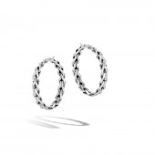 Asli Classic Chain Link Silver Medium Hoop Earrings (Dia 32Mm)