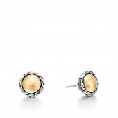 Classic Chain Round Stud Earring In Silver And 18K Gold