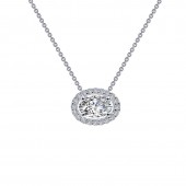 0.63 Ct Tw Oval Halo Necklace