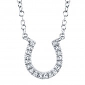 14K White Gold .06Ctw Diamond Horseshoe Necklace