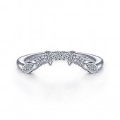 14K WHITE GOLD .25CTW DIAMOND FLORAL CURVED ANNIVERSAY BAND