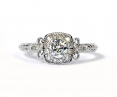 Forevermark 14K White Gold Vintage Style Halo Engagement Ring