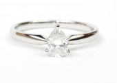 14K White Gold .50Ct Pear Solitaire Engagement Ring