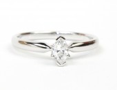 14K White Gold .25Ct Marquise Solitaire Engagement Ring