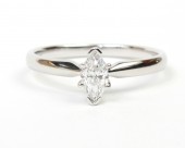 14K White Gold .33Ct Marquise  Diamond Solitaire Engagement Ring