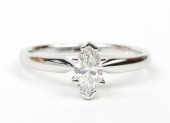 14K White Gold .50Ct Marquise Solitaire Engagement Ring