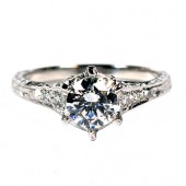 Platinum Vintage Six Prong Semi Mount Engagement Ring