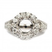 14K White Gold Diamond Semi-Mount  Engagement Ring