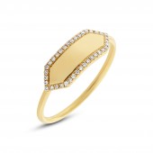 14K Yellow Gold Diamond Id Bar Ring