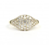 14K YELLOW GOLD DIAMOND PAVE DOMED RING