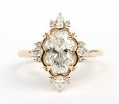 14K YELLOW GOLD CLARITY ENHANCED OVAL DIAMOND VINTAGE STYLE RING