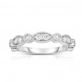 14K White Gold Diamond Stackable Band With Marquis And Round Shapes