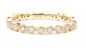 14K YELLOW GOLD DIAMOND SCALLOPED STACKABLE BAND