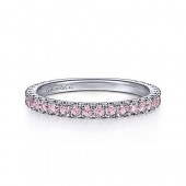 14K White Gold Pink Created Zircon Stackable Band