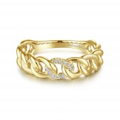 14K YELLOW GOLD .05CTW CHAIN LINK PAVE BAND