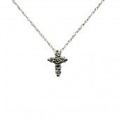 14KW Petite Diamond Cross Necklace / Pendant