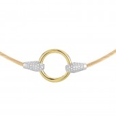 14K Yellow Gold Circle Wire Necklace with Diamond Accent