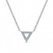 14K White Gold Diamond Triangle Necklace
