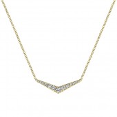 14K YELLOW GOLD DIAMOND CURVED BAR NECKLACE