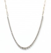 14K YELLOW AND WHITE GOLD 3.10CTW DIAMOND BEZEL PAPERCLIP NECKLACE